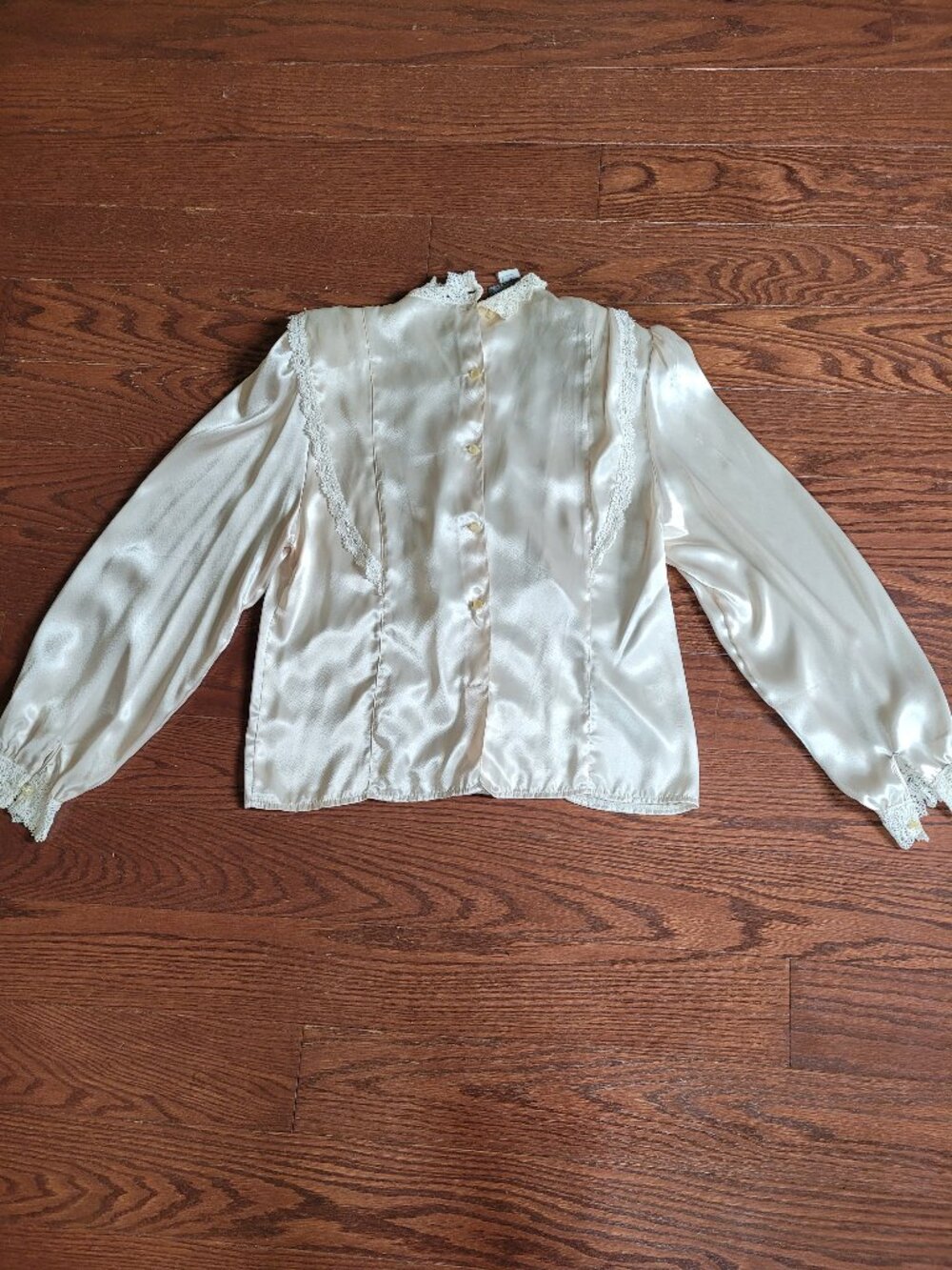 Vintage 80s Sonya Ratay For San Andre Women Sz 10 Ivory Lace Victorian Blouse